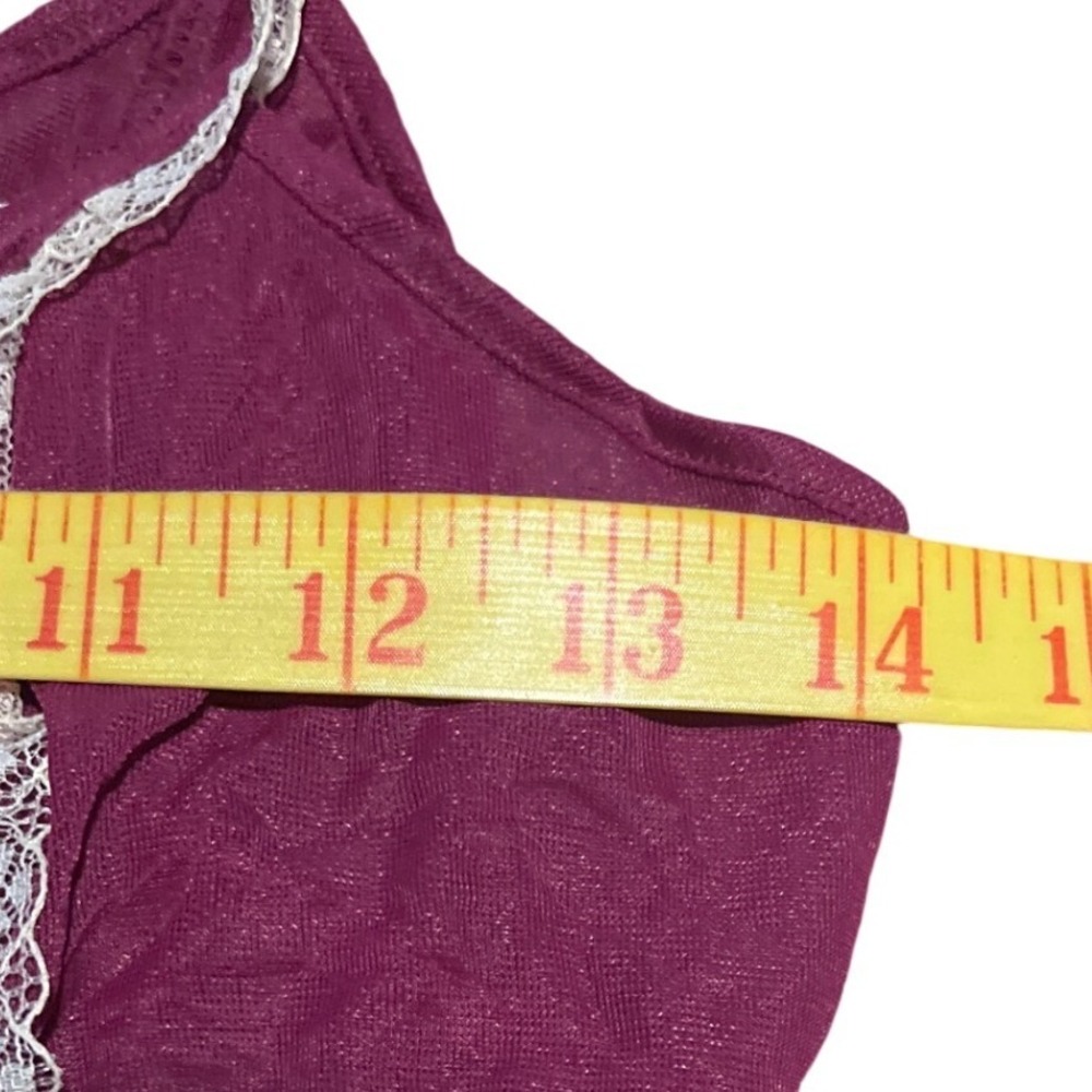 Victorias Secret Babydoll Chemise‎ Nightgown Burgandy Lace Trim Size Medium - Picture 4 of 5